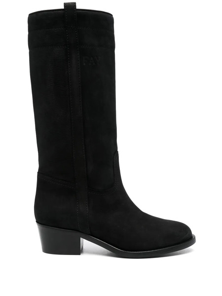  Fay 45mm Suede Boots - Black 