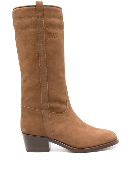  Fay 45mm Suede Boots - Brown 
