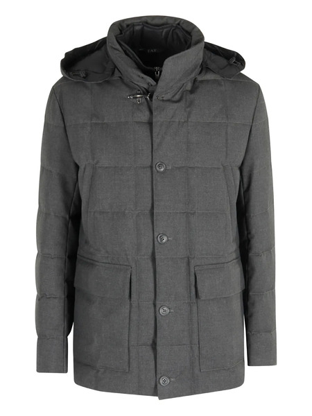  Fay Removable Hood Canvas Jacket - Grey 