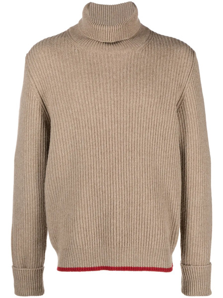  Fay Ribbed-knit Roll-neck Sweatshirt - Brown 