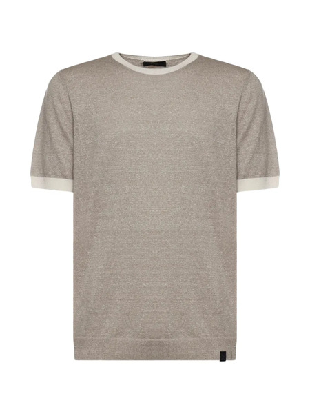  Fay Ribbed-trim Crew-neck T-shirt - Neutrals 