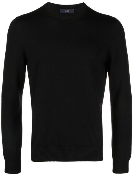  Fay Round-neck Virgin-wool Sweater - Black 