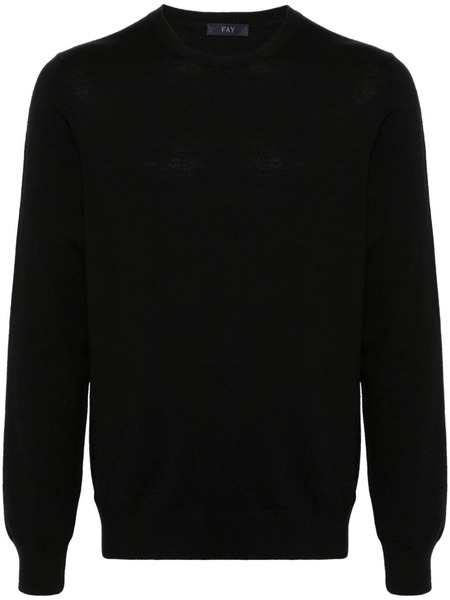  Fay Round-neck Virgin Wool Sweater - Black 