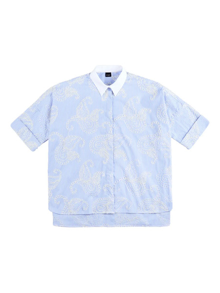 Fay Striped Embroidered Shirt - Blue 