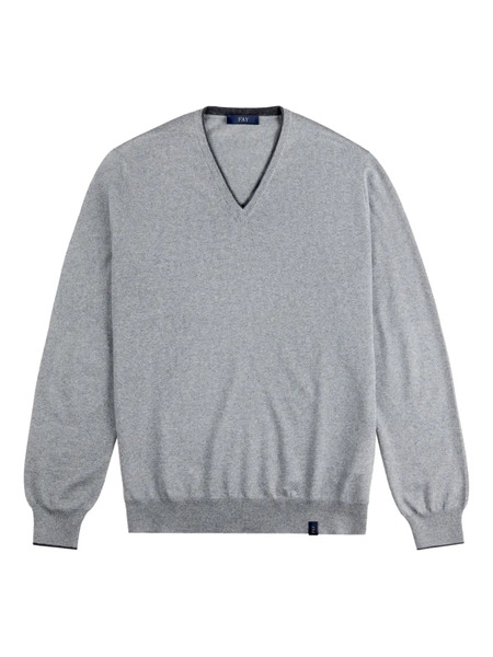  Fay V-neck Elbow-patch Sweater - Grey 