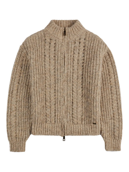  Fay Zip-up Knitted Cardigan - Neutrals 