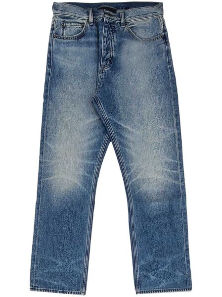  Fear Of God Essentials Knee Whiskering Effect Straight-legged Jeans - Blue 