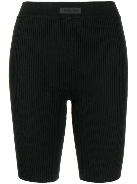  Fear Of God Essentials Logo-patch Ribbed Biker Shorts - Black 
