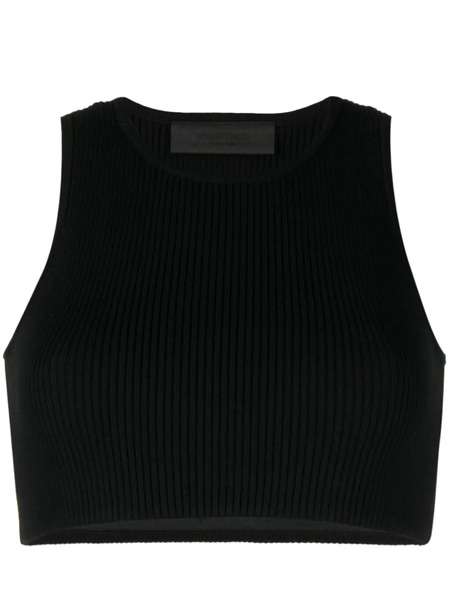  Fear Of God Essentials Logo-patch Ribbed Crop Top - Black 