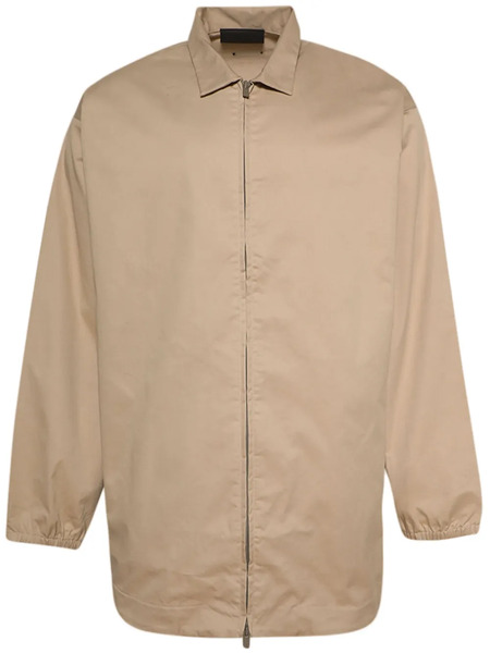  Fear Of God Essentials Logo-patch Zip-up Shirt Jacket - Neutrals 