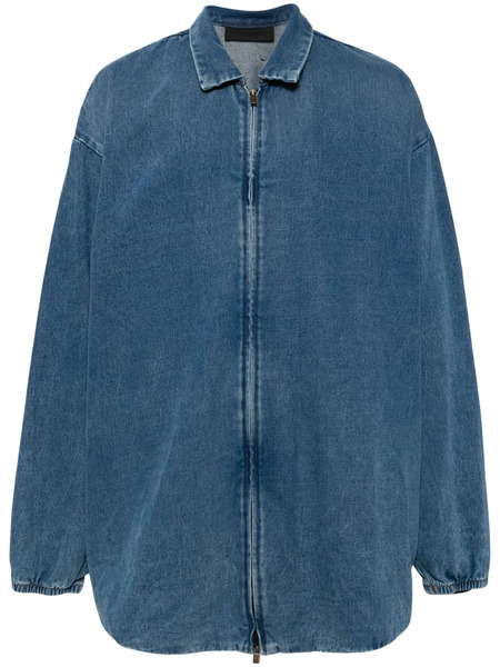  Fear Of God Essentials Zip-up Denim Shirt Jacket - Blue 