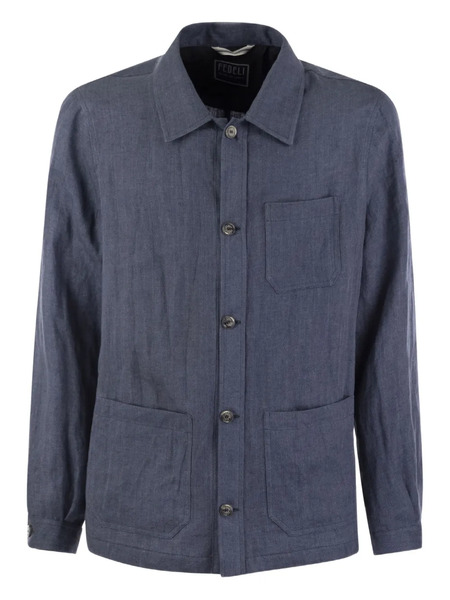  Fedeli Bristol Breast-pocket Linen Jacket - Blue 