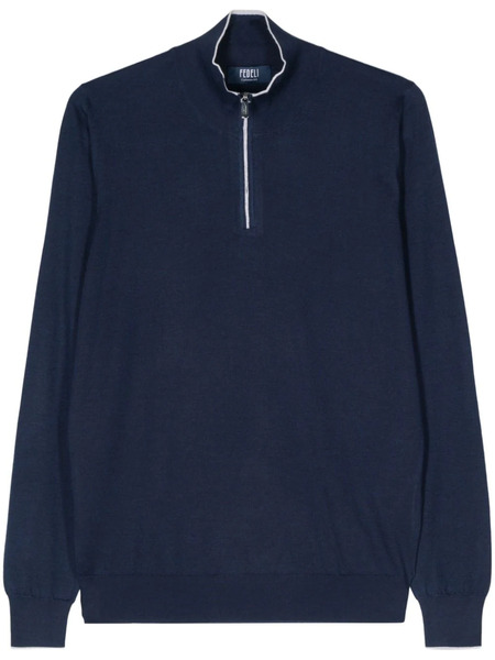  Fedeli Cashmere-silk Blend Fine-knit Jumper - Blue 