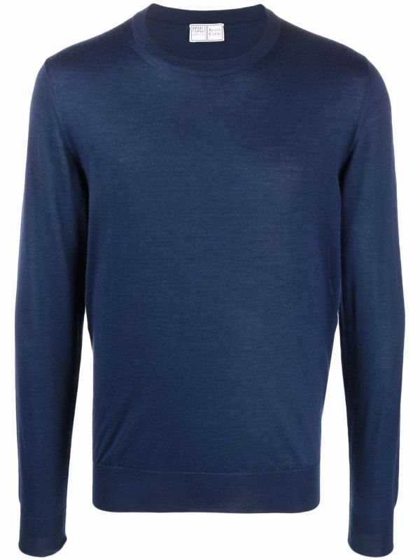  Fedeli Crew-neck Rib-trimmed Jumper - Blue 
