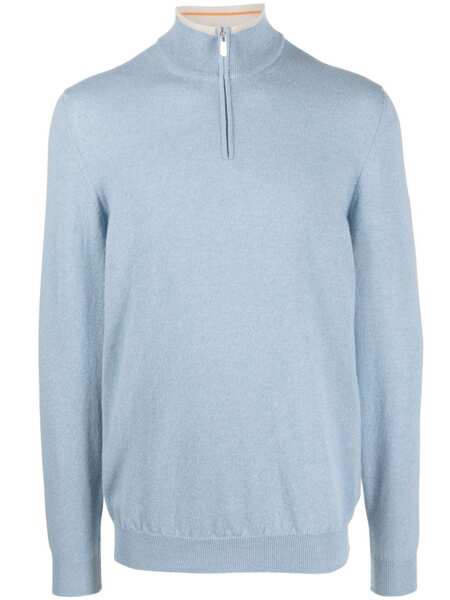  Fedeli Favonio Quarter-zip Cashmere Jumper - Blue 