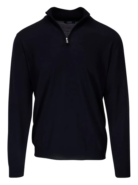  Fedeli Half-zip Wool Sweater - Blue 