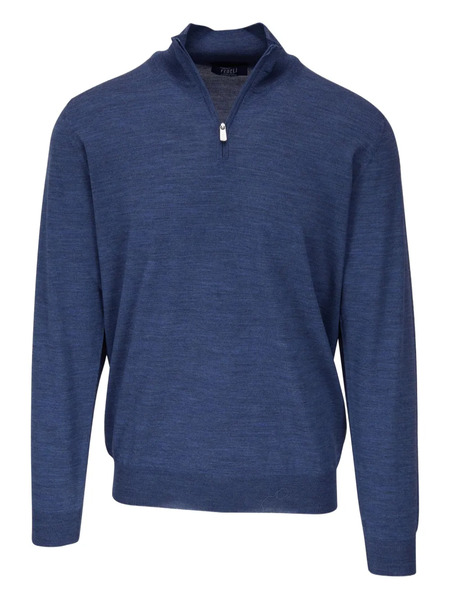  Fedeli Half-zip Wool Sweater - Blue 
