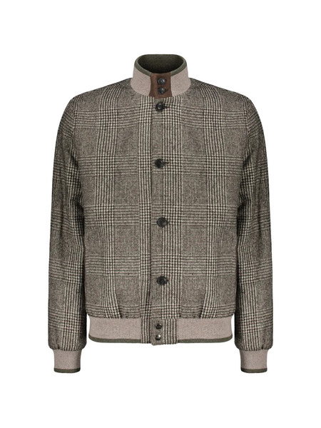  Fedeli Knitted-collar Check-pattern Bomber Jacket - Brown 