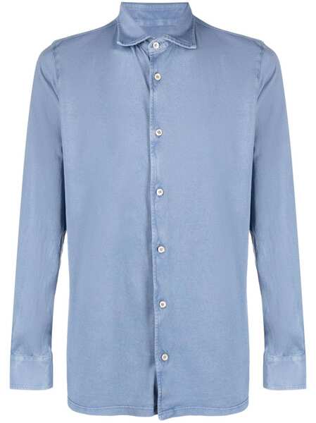  Fedeli Long-sleeve Cotton Shirt - Blue 