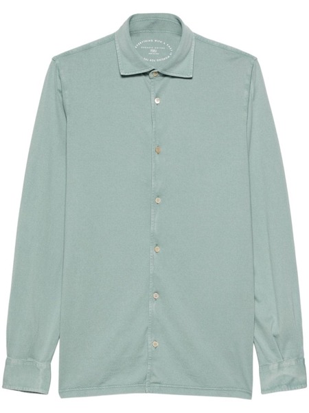  Fedeli Plain Organic-cotton Shirt - Green 