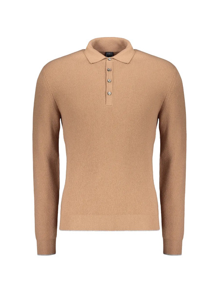  Fedeli Ribbed-knit Polo Shirt - Neutrals 