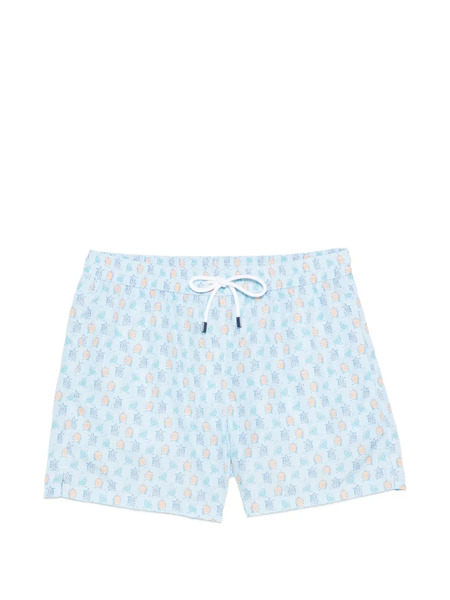  Fedeli Turtle Print Swim Shorts - Blue 
