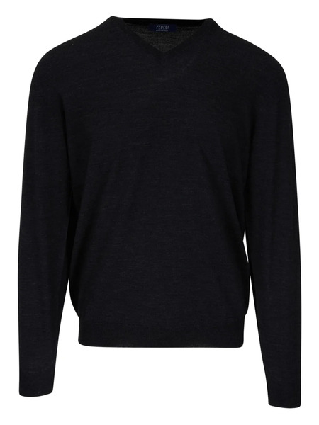  Fedeli V-neck Wool Sweater - Black 