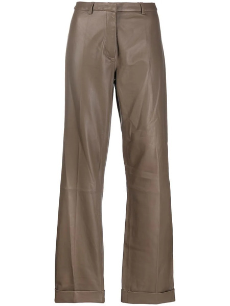  Federica Tosi Flared Leather Trousers - Grey 