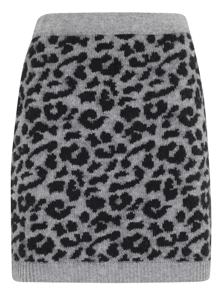  Federica Tosi Leopard-print Knit Mini Skirt - Grey 
