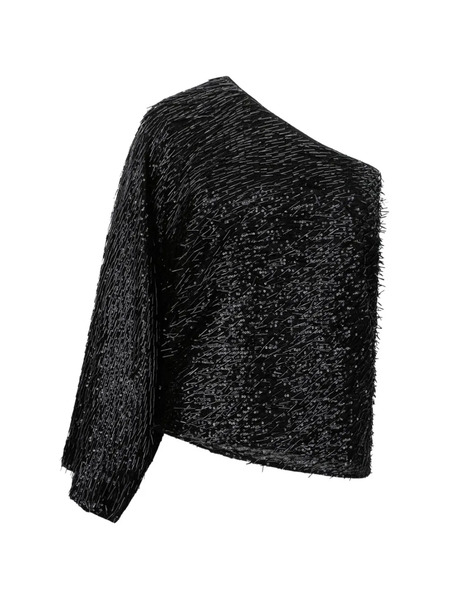  Federica Tosi One-shoulder Sequins Blouse - Black 