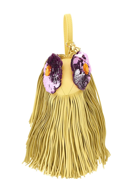  Fendi Aquamarine Sequin Embroidered Fringed Charm - Yellow 