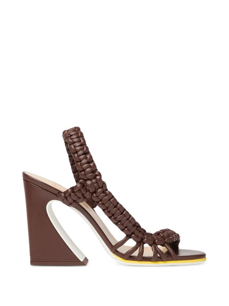 Fendi Arco Braided Sandals - Brown 