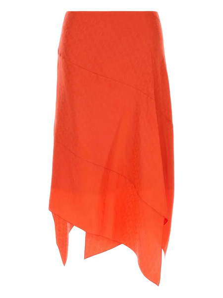  Fendi Asymmetric Silk Midi Skirt - Red 