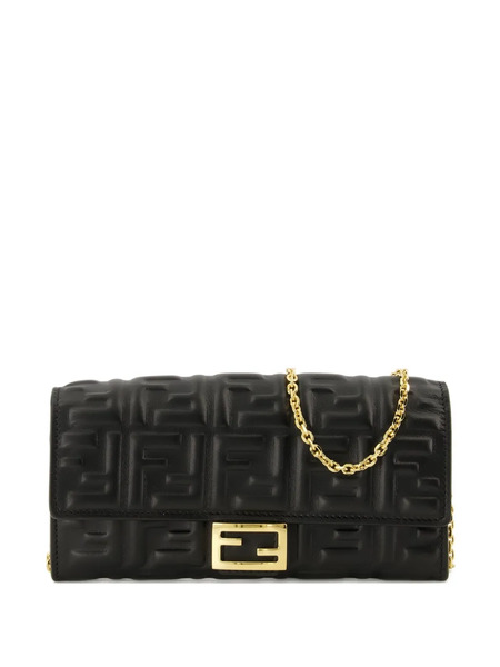  Fendi Baguette Embossed Clutch Bag - Black 