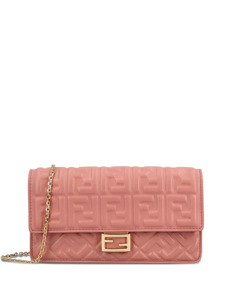  Fendi Baguette Embossed-logo Leather Wallet - Pink 