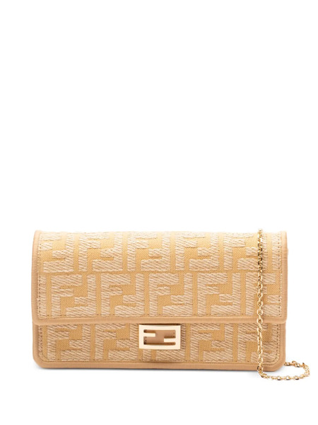  Fendi Baguette Monogrammed Wallet-on-chain - Neutrals 