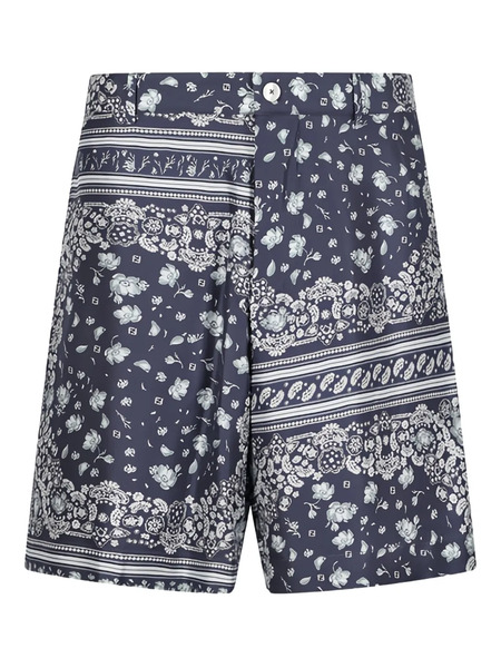  Fendi Bandana-print Silk Shorts - Blue 