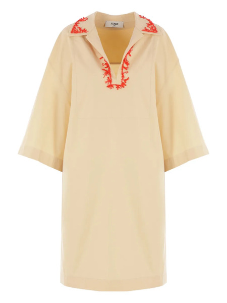  Fendi Bead-embroidered Cotton Dress - Yellow 