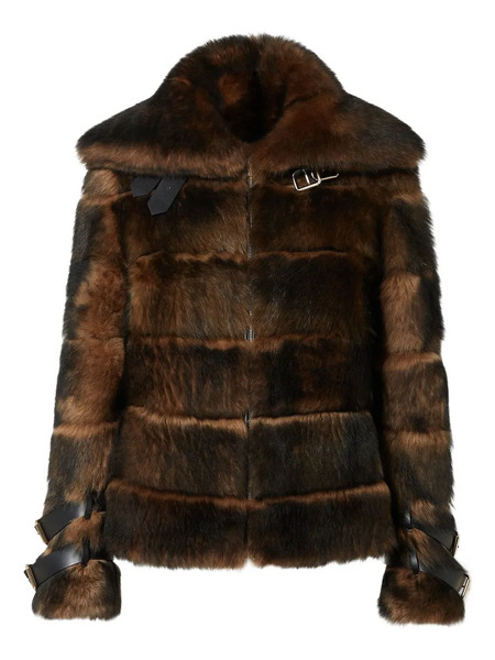  Fendi Buckle Fur Jacket - Brown 