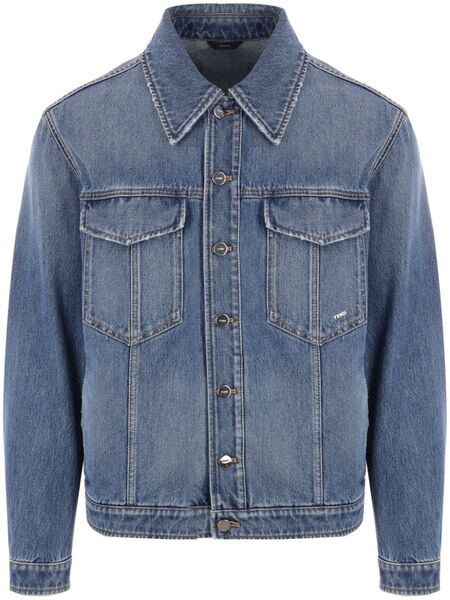  Fendi Buttoned Cotton Denim Jacket - Blue 