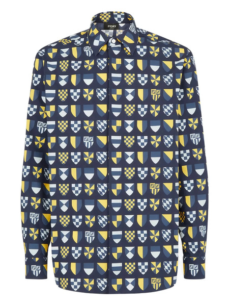  Fendi Crest-print Shirt - Blue 