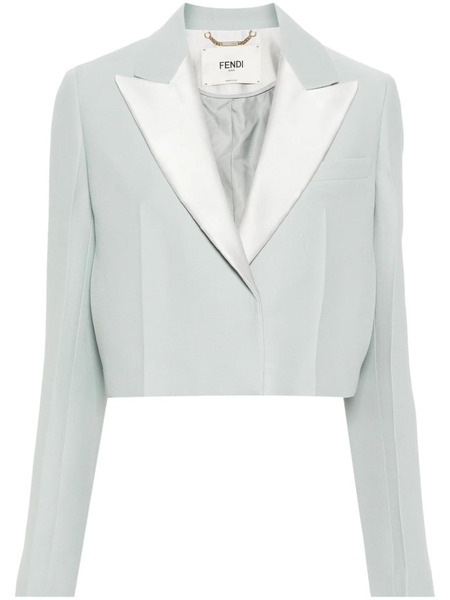  Fendi Cropped Contrast-panel Blazer - Blue 