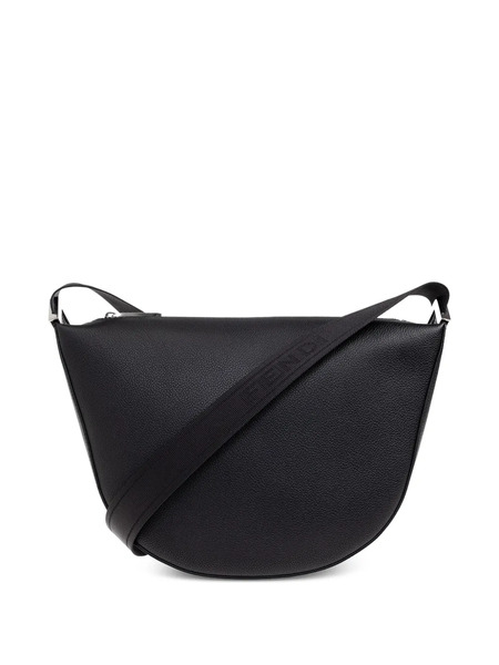  Fendi Curved Leather Tote Bag - Black 