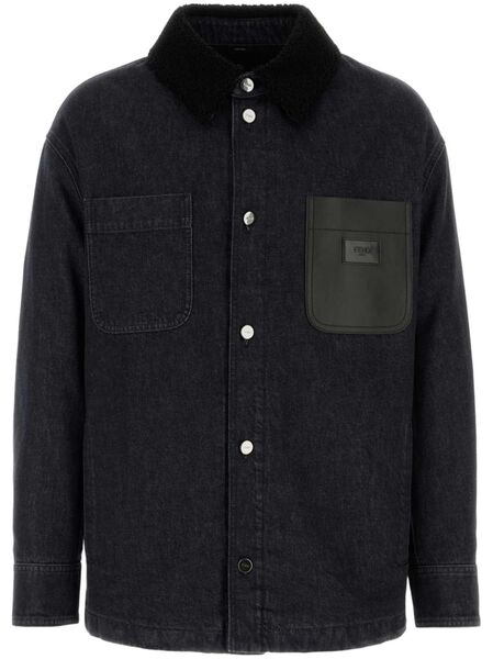  Fendi Denim Padded Jacket - Black 