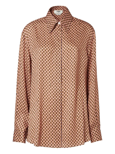  Fendi Dots-jacquard Silk Shirt - Brown 