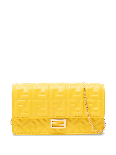 Fendi Embossed Chain Shoulder Bag - Yellow 