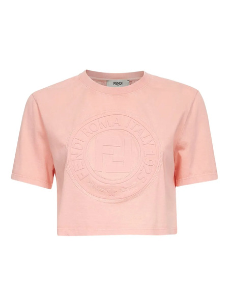  Fendi Embossed-logo Short-sleeve Top - Pink 