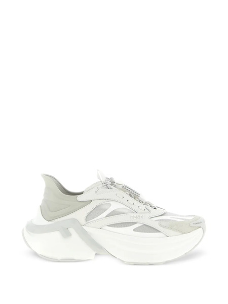  Fendi F-light Leather Sneakers - White 