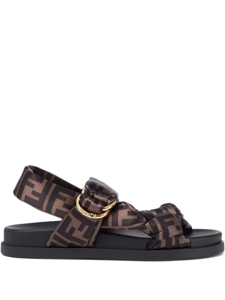  Fendi Feel Ff Logo Sandals - Brown 