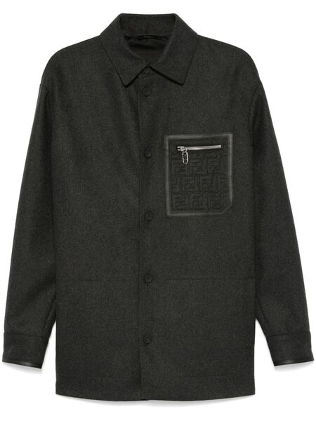  Fendi Felted Shirt Jacket - Grey 